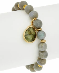 Promo 😀 Rachel Reinhardt 14K Over Silver Labradorite Stretch Bracelet 👩 Women Bracelets 😀