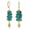 Hot Sale 😀 Rachel Reinhardt Layla Collection 24K Plated Turquoise Cluster Earrings 👩 Women 😍