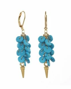 Buy 🔥 Rachel Reinhardt Layla Collection 24K Plated Turquoise Cluster Earrings 👩 Women 🌟