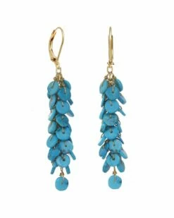 Discount 🎉 Rachel Reinhardt Layla Collection 14K Plated Turquoise Linear Earrings 👩 Women 😍