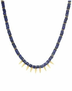 Wholesale 😉 Rachel Reinhardt Layla Collection 24K Plated Blue Lapis Spike Drop Necklace 👩 Women Necklaces 😀
