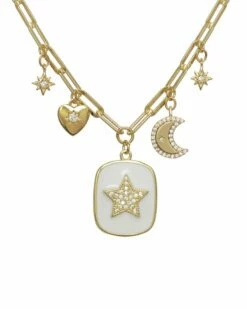 Brand new 😍 Rachel Reinhardt Moonshadow Collection 14K Vermeil Zircon Charm Necklace 👩 Women Necklaces 💯