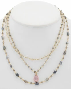 Best Sale ⭐ Rachel Reinhardt 14K Over Silver Chalcedony & Moonstone Wrap Necklace 👩 Women Necklaces 😉