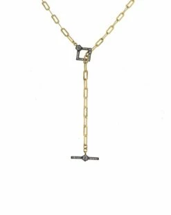 Cheap 🌟 Rachel Reinhardt 14K Over Silver CZ Paperclip Chain Necklace 👩 Women Necklaces 🤩