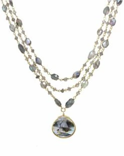 Wholesale 🤩 Rachel Reinhardt 14K Over Silver Labradorite Layered Necklace 👩 Women Necklaces 👏
