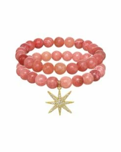 Budget ❤️ Rachel Reinhardt 14K Plated Jasper CZ Star Pendant Bracelet 👩 Women Bracelets 🔥