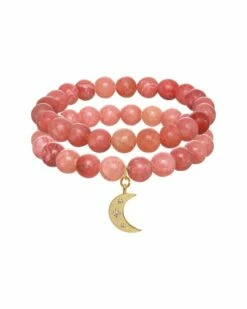 Buy 👏 Rachel Reinhardt 14K Plated Jasper CZ Moon Pendant Bracelet 👩 Women Bracelets ✨