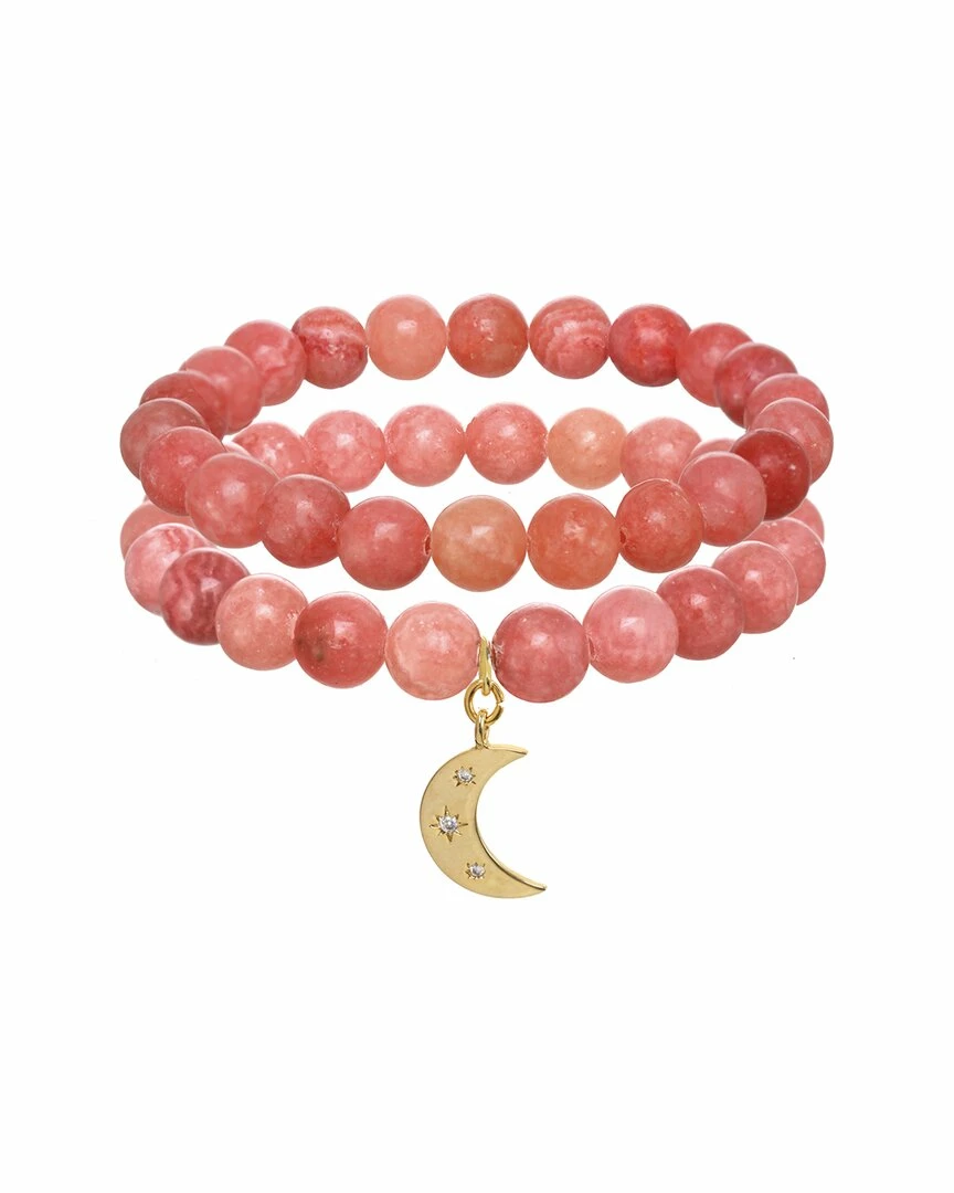 Buy ๐ Rachel Reinhardt 14K Plated Jasper CZ Moon Pendant Bracelet ๐ฉ Women Bracelets โจ