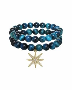 Buy 👍 Rachel Reinhardt 14K Plated Cat's Eye CZ Star Pendant Bracelet 👩 Women Bracelets 🔔