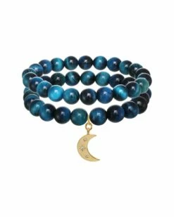 Best deal 😉 Rachel Reinhardt 14K Plated Cat's Eye CZ Moon Pendant Bracelet 👩 Women Bracelets 🧨