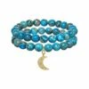 Flash Sale 🔥 Rachel Reinhardt 14K Over Silver Turquoise Jasper Moon Pendant Bracelet 👩 Women Bracelets 😀