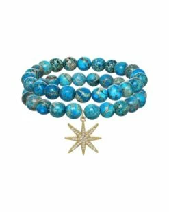 Best Pirce 😉 Rachel Reinhardt 14K Plated Turquoise Jasper Star Pendant Bracelet 👩 Women Bracelets 🤩