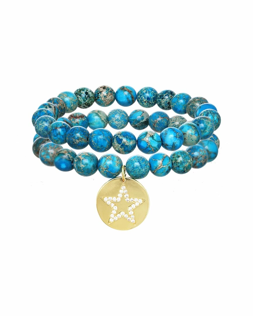 Best deal ๐ Rachel Reinhardt 14K Plated Turquoise Jasper Medallion Star Pendant Bracelet ๐ฉ Women Bracelets ๐ฏ