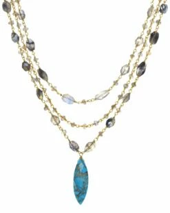 Best reviews of ✔️ Rachel Reinhardt 14K Over Silver Labradorite & Turquoise Pendant Necklace 👩 Women Necklaces ✨