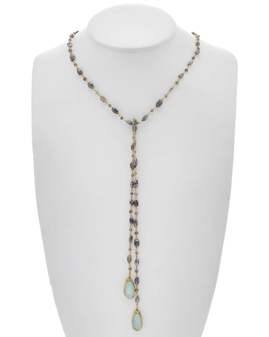 Brand new ๐ Rachel Reinhardt 14K Over Silver Labradorite & Chalcedony 44in Lariat Necklace ๐ฉ Women Necklaces โ