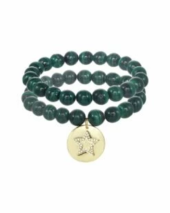 Top 10 🎉 Rachel Reinhardt Malachite CZ Star Disc Pendant Bracelet 👩 Women Bracelets ⭐