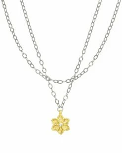 Flash Sale 🤩 Rachel Reinhardt Gold Over Silver CZ Layered Flower Necklace 👩 Women Necklaces 😉