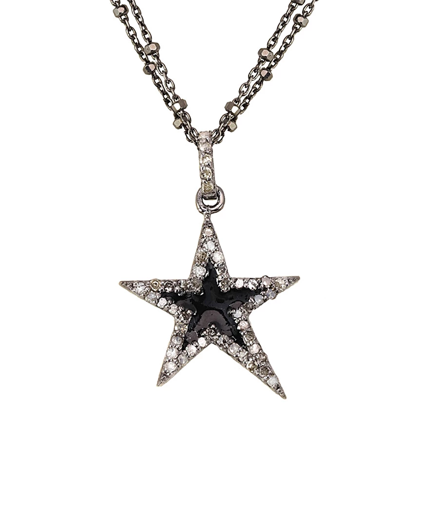 Brand new ๐คฉ Rachel Reinhardt 0.28 Ct. Tw. Diamond Pave And Jet Enamel Star Necklace ๐ฉ Women Necklaces ๐ฏ