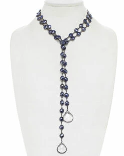 Deals 👍 Rachel Reinhardt Silver Blue Chalcedony Bezel Lariat Necklace 👩 Women Necklaces 😉