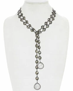 Outlet ⌛ Rachel Reinhardt Pyrite Bezel Lariat Necklace 👩 Women Necklaces ✨