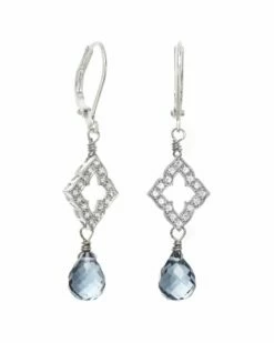 Coupon ⌛ Rachel Reinhardt Silver Quartz CZ Clover Earrings 👩 Women 😍