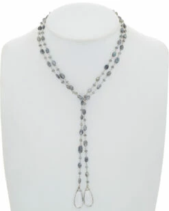Coupon 👏 Rachel Reinhardt Silver Labradorite & Clear Quartz 42in Lariat Necklace 👩 Women Necklaces ⌛