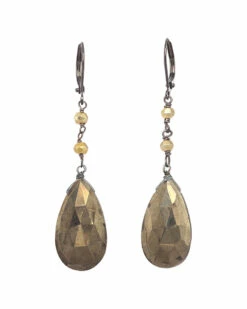Cheap ❤️ Rachel Reinhardt Silver Pyrite Drop Earrings 👩 Women 👏
