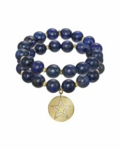 Outlet ✨ Rachel Reinhardt 14K Blue Lapis CZ Star Pendant Bracelet 👩 Women Bracelets 😍