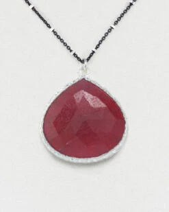 Cheap ⭐ Rachel Reinhardt Silver Ruby Teardrop Necklace 👩 Women Necklaces 🧨