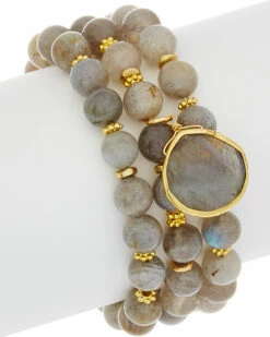 Flash Sale 😍 Rachel Reinhardt Set Of Three 14K Over Silver Labradorite Bracelets 👩 Women 👍