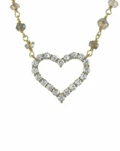 Promo 👏 Rachel Reinhardt 14K Over Silver Labradorite CZ Heart Wrap Necklace 👩 Women Necklaces 🎉