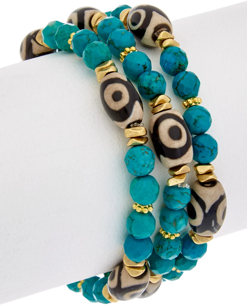 Budget ๐ Rachel Reinhardt Set Of 3 14K Plated Gemstone Stretch Bracelet ๐ฉ Women Bracelets ๐ฅ