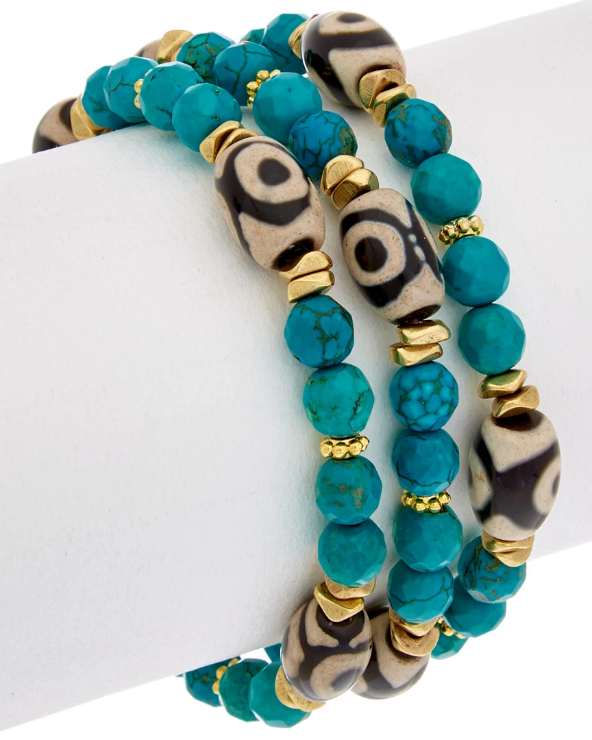 Budget ๐ Rachel Reinhardt Set Of 3 14K Plated Gemstone Stretch Bracelet ๐ฉ Women Bracelets ๐ฅ - Image 2