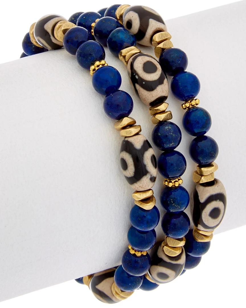 Budget โ๏ธ Rachel Reinhardt Set Of 3 14K Plated Gemstone Stretch Bracelet ๐ฉ Women Bracelets โค๏ธ