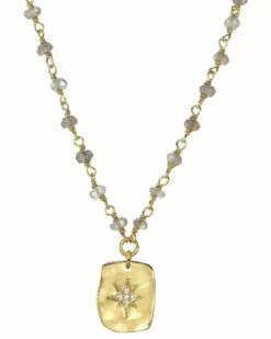 Outlet 💯 Rachel Reinhardt 14K Over Silver Labradorite CZ Wire Wrap Necklace 👩 Women Necklaces 🌟