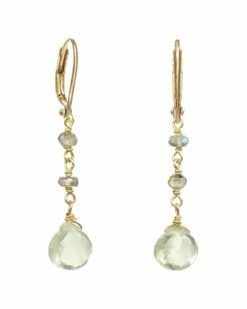 Buy 🧨 Rachel Reinhardt Gold Over Silver Gemstone Delicate Drop Earrings 👩 Women ❤️