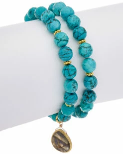 Coupon 🥰 Rachel Reinhardt 14K Over Silver Gemstone Stretch Bracelet 👩 Women Bracelets 😍