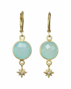 Hot Sale 🎉 Rachel Reinhardt 14K Over Silver Chalcedony & CZ Earrings 👩 Women 😀