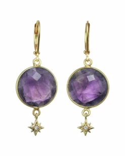 Flash Sale ❤️ Rachel Reinhardt 14K Over Silver Amethyst & CZ Earrings 👩 Women 🤩