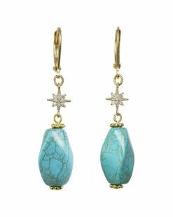 Budget 😉 Rachel Reinhardt 14K Plated Turquoise & CZ Nugget Earrings 👩 Women 🔔
