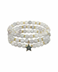 Buy ⭐ Rachel Reinhardt 14K Plated Silverite & Enamel Set Of 3 Stretch Bracelets 👩 Women 🤩