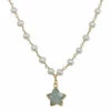 New 🛒 Rachel Reinhardt 14K Over Silver Green Aventurine & 4mm Pearl Star Necklace 👩 Women Necklaces 🎉
