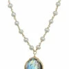 Best Sale 😍 Rachel Reinhardt 14K Over Silver Labradorite & 4mm Pearl Necklace 👩 Women Necklaces ⌛