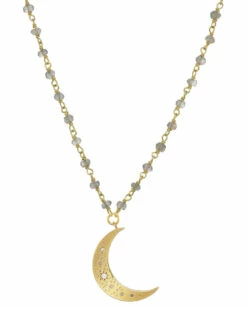 Cheapest 🧨 Rachel Reinhardt 14K Over Silver Labradorite & CZ Pendant Necklace 👩 Women Necklaces 🛒