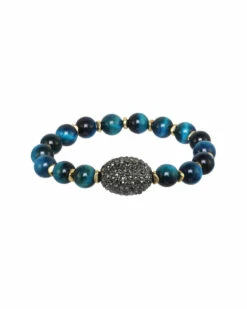 Cheapest ✔️ Rachel Reinhardt 14K Plated Tiger's Eye & Crystal Bracelet 👩 Women Bracelets 🔔