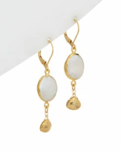 New 🤩 Rachel Reinhardt 14K Over Silver Pyrite & 5mm Pearl Drop Earrings 👩 Women ✔️