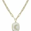Best reviews of 🎁 Rachel Reinhardt 14K Over Silver CZ White Enamel Moon Necklace 👩 Women Necklaces 🧨