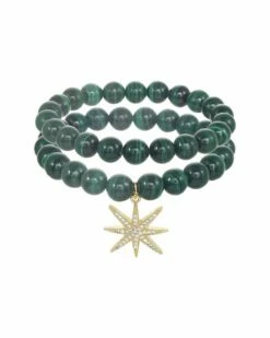 Cheapest 🎁 Rachel Reinhardt Malachite CZ Star Bracelet 👩 Women Bracelets ✔️
