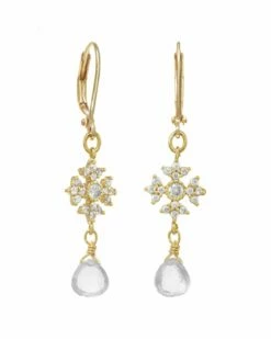 Best reviews of 🧨 Rachel Reinhardt Quartz CZ Flower Dangle Earrings 👩 Women 🔔