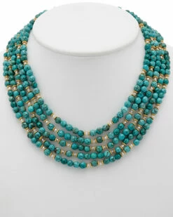 Cheapest 🌟 Rachel Reinhardt 14K Over Silver Turquoise & Crystal Necklace 👩 Women Necklaces 🎉